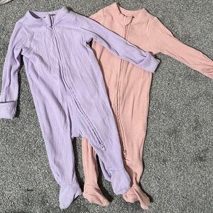 Old Navy Ribbed Footed One-Piece Pajamas in Lavender and Pink
